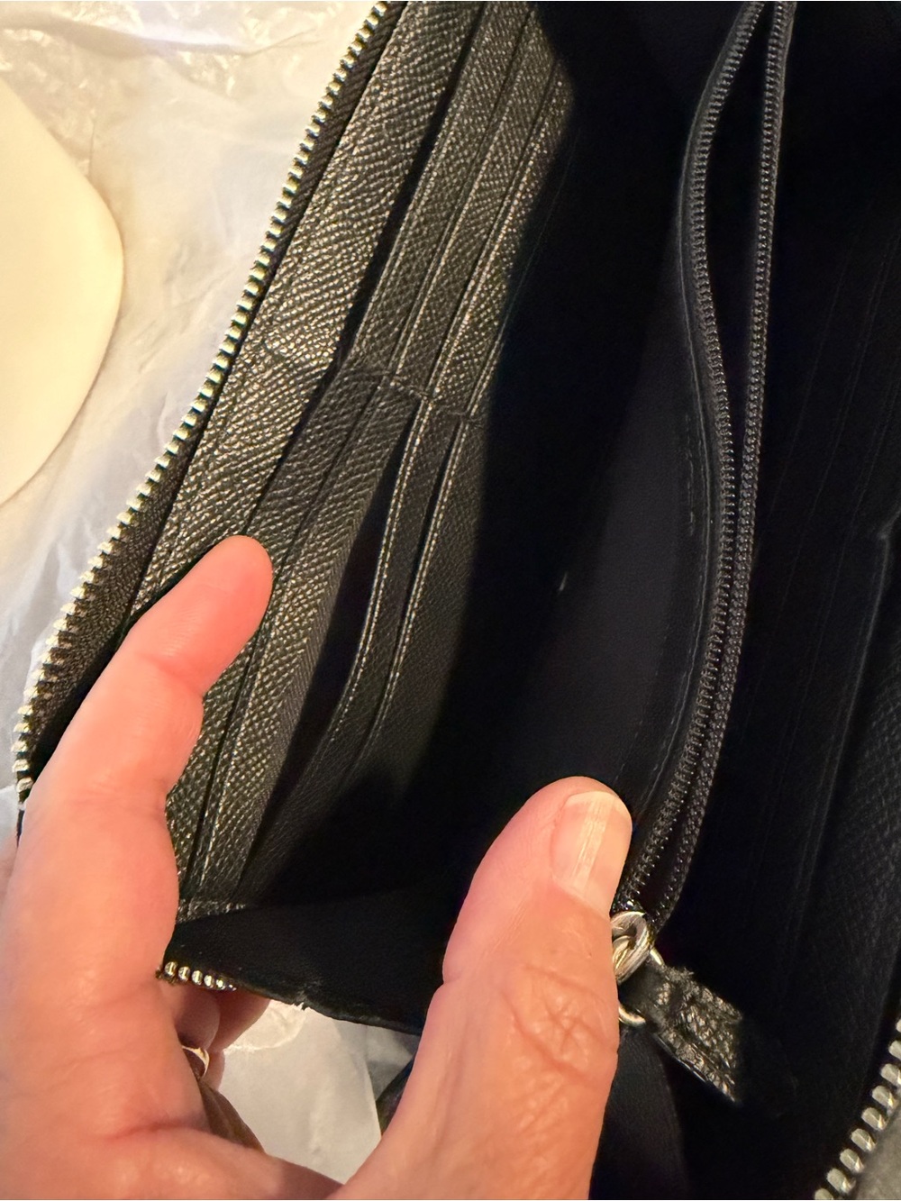Coach Black Signature Zip Wallet with Silver Logo - Picture 8 of 12